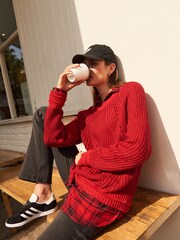 Red Checked Shirt Layer Jumper - Image 2 of 6