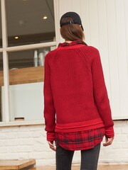 Red Checked Shirt Layer Jumper - Image 3 of 6