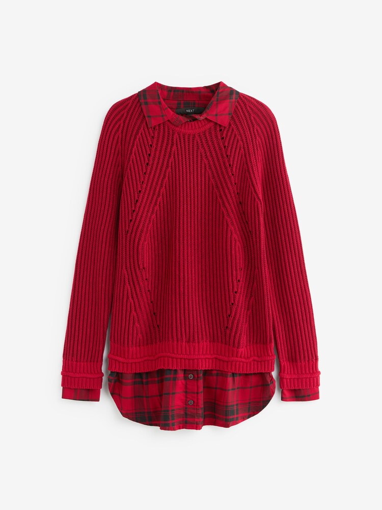 Red Checked Shirt Layer Jumper - Image 5 of 6