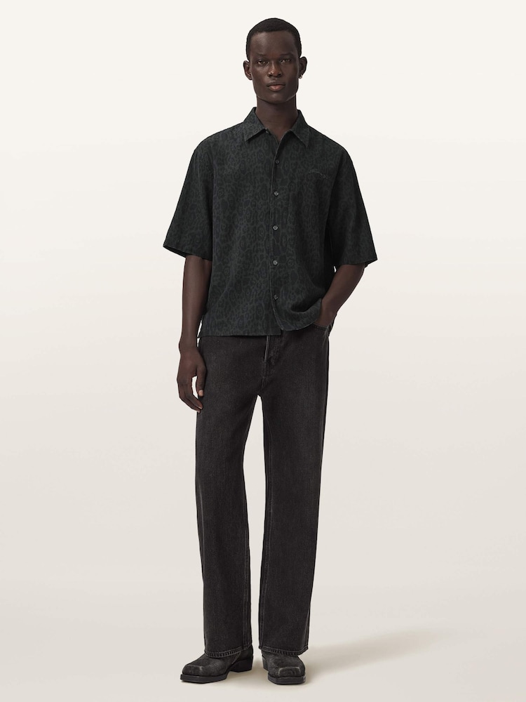 AllSaints Charcoal Grey Leopardo Short Sleeve Shirt - Image 2 of 6