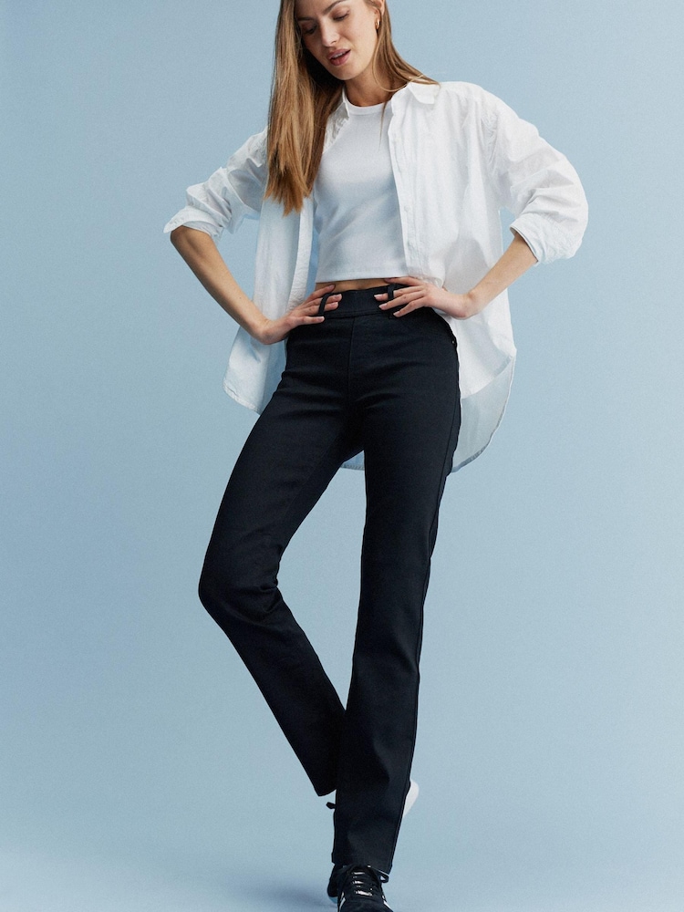 Black Super Stretch Soft Sculpt Pull-On Slim Denim Leggings - Image 1 of 6 Black Super Stretch Soft Sculpt Pull-On Slim Denim Leggings - Image 1 of 6
