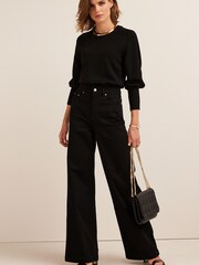 Black Hourglass Wide Leg Jeans - Image 2 of 5