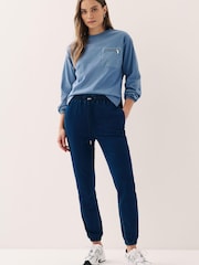 Dark Blue Cosy Denim Joggers - Image 1 of 9