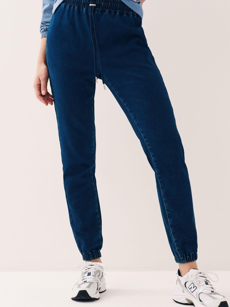 Dark Blue Cosy Denim Joggers - Image 2 of 9