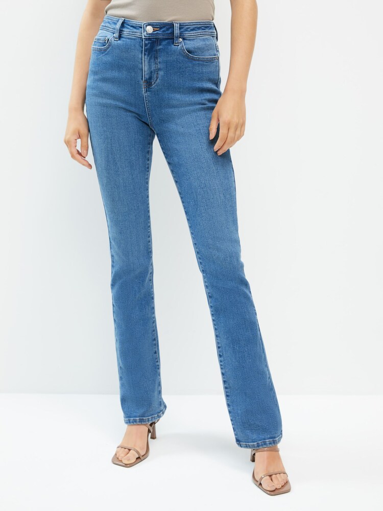 Mid Blue Cosy Brushed Bootcut Jeans - Image 1 of 8 Mid Blue Cosy Brushed Bootcut Jeans - Image 1 of 8