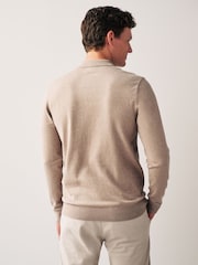 Neutral Regular Knitted Long Sleeve Polo Shirt - Image 3 of 6