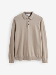 Neutral Regular Knitted Long Sleeve Polo Shirt - Image 5 of 6