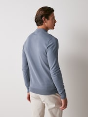 Slate Blue Regular Knitted Long Sleeve Polo Shirt - Image 3 of 5