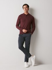 Port Purple Regular Knitted Long Sleeve Polo Shirt - Image 2 of 7