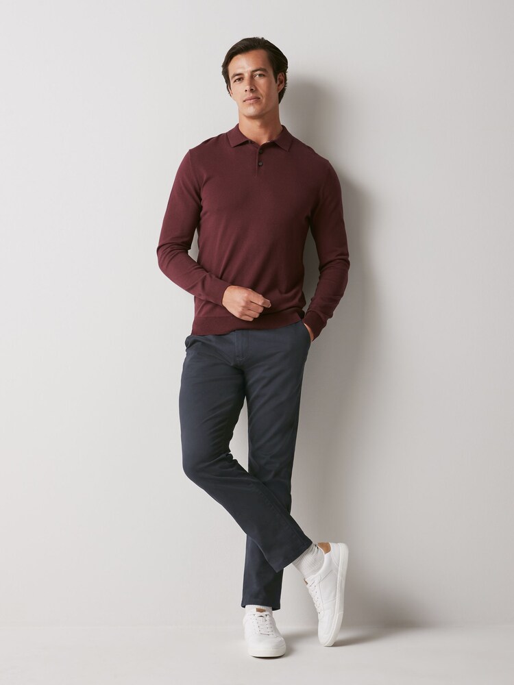 Port Purple Regular Knitted Long Sleeve Polo Shirt - Image 2 of 7