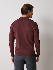 Port Purple Regular Knitted Long Sleeve Polo Shirt - Image 3 of 7
