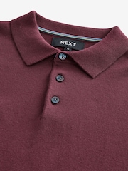 Port Purple Regular Knitted Long Sleeve Polo Shirt - Image 6 of 7