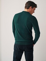 Dark Green Regular Knitted Long Sleeve Polo Shirt - Image 2 of 6