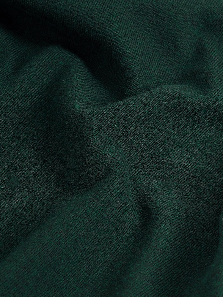 Dark Green Regular Knitted Long Sleeve Polo Shirt - Image 6 of 6