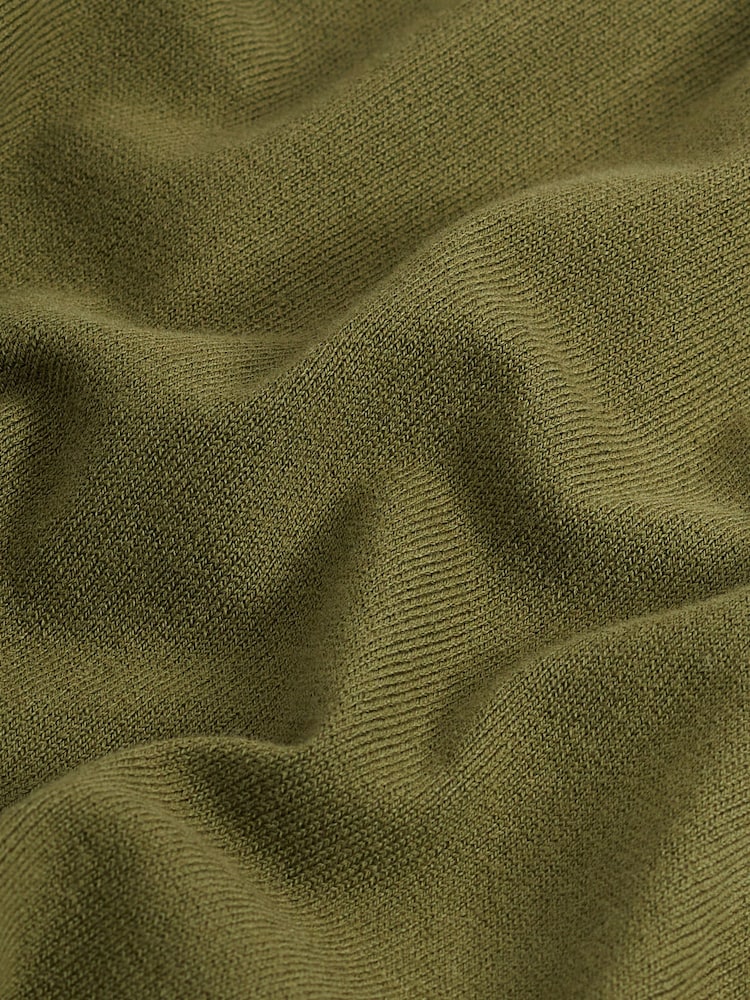 Khaki Green Regular Knitted Long Sleeve Polo Shirt - Image 6 of 6