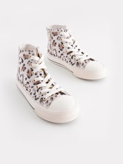 Leopard Print Standard Fit (F) Lace-Up High Top Trainers - Image 1 of 6