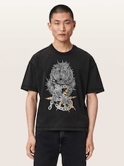 AllSaints Black Iron Tiger Short Sleeve Crew Neck T-Shirt - Image 1 of 7