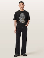 AllSaints Black Iron Tiger Short Sleeve Crew Neck T-Shirt - Image 2 of 7