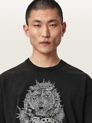 AllSaints Black Iron Tiger Short Sleeve Crew Neck T-Shirt - Image 4 of 7