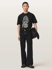 AllSaints Black Iron Tiger Short Sleeve Crew Neck T-Shirt - Image 6 of 7