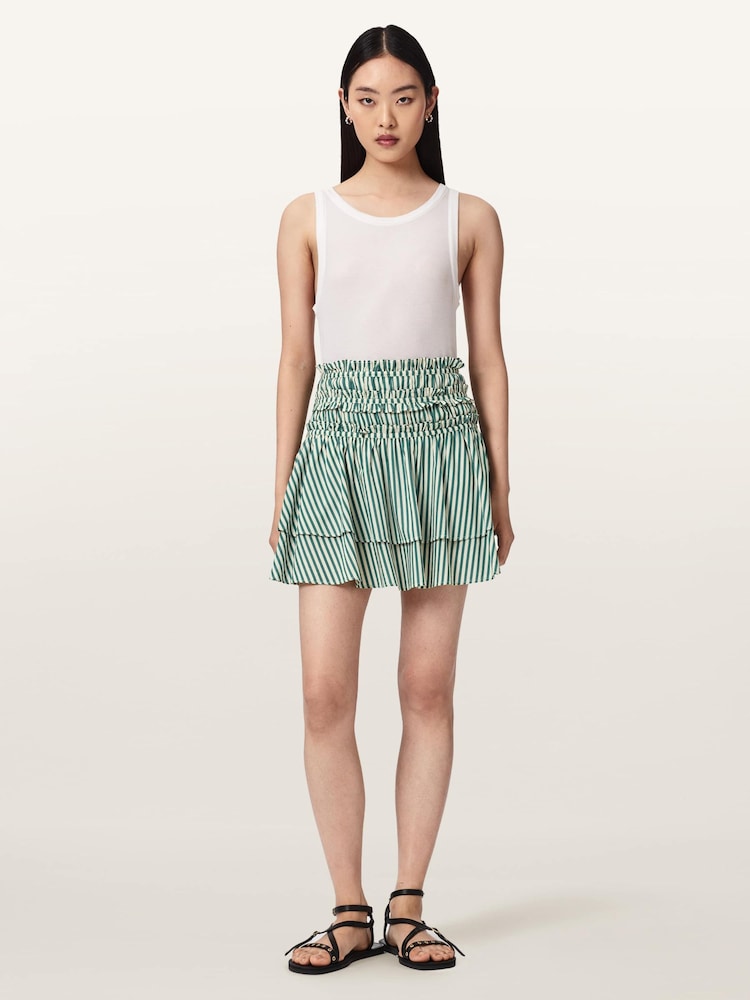 AllSaints Green Kali Mini Skirt - Image 2 of 7