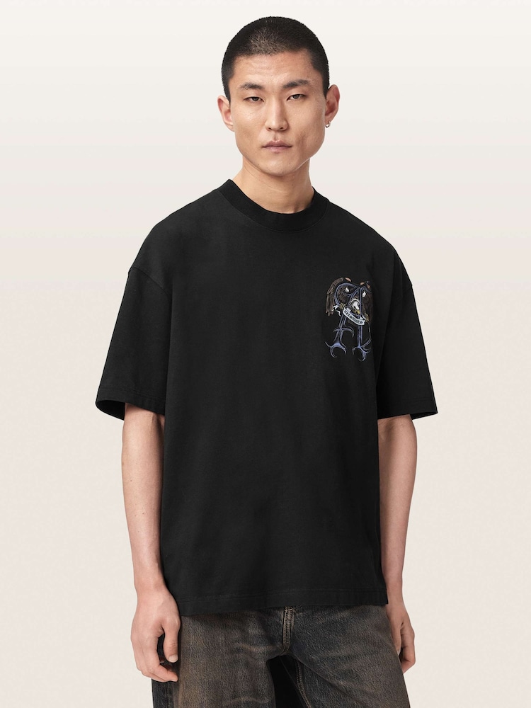 AllSaints Black Raptour Short Sleeve Crew Neck T-Shirt - Image 1 of 7