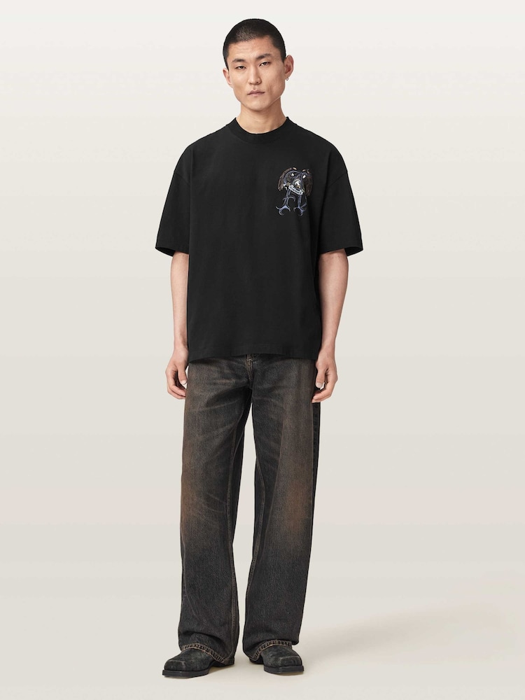 AllSaints Black Raptour Short Sleeve Crew Neck T-Shirt - Image 2 of 7