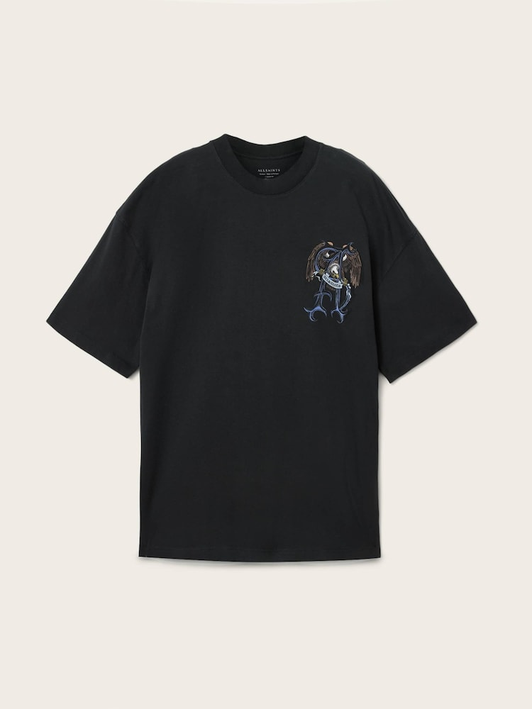 AllSaints Black Raptour Short Sleeve Crew Neck T-Shirt - Image 7 of 7