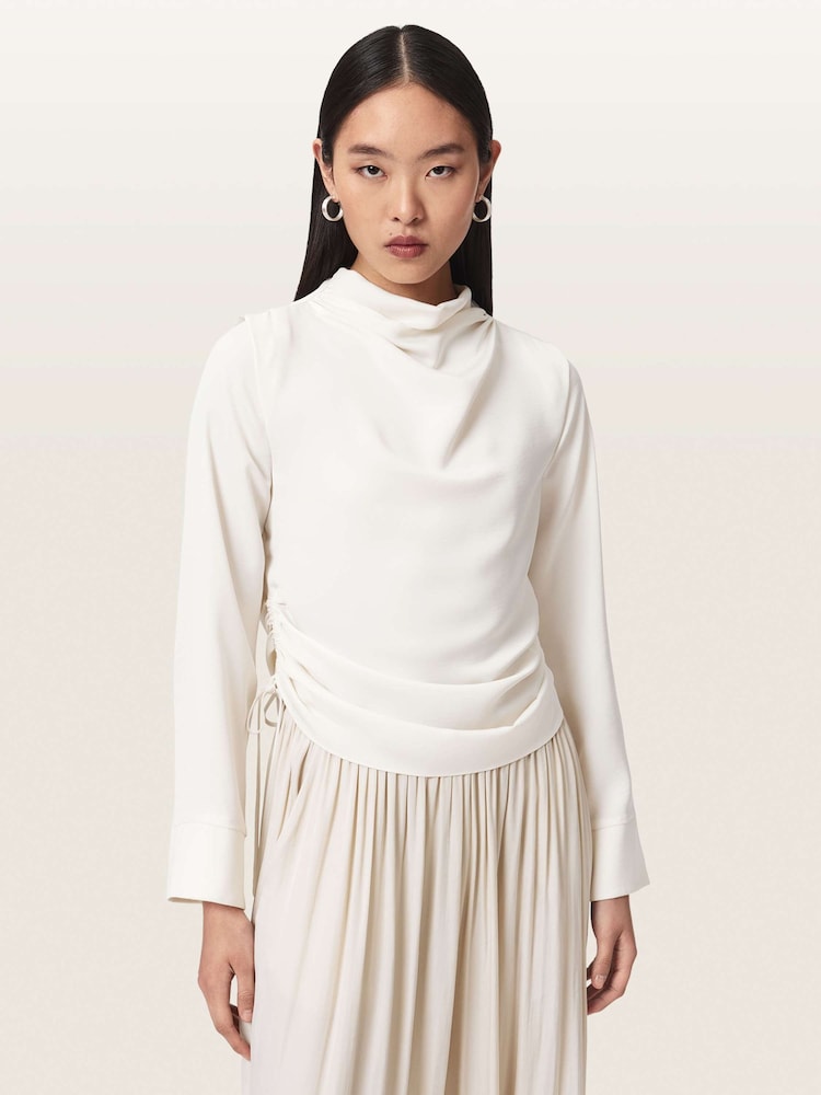 AllSaints White Leslie Long Sleeve Top - Image 1 of 6