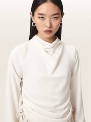 AllSaints White Leslie Long Sleeve Top - Image 3 of 6