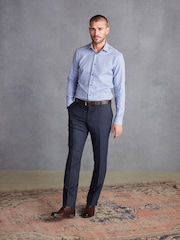 Light Blue Small Check Slim Fit Signature Shirt - Image 2 of 7
