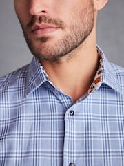 Light Blue Small Check Slim Fit Signature Shirt - Image 4 of 7