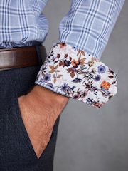 Light Blue Small Check Slim Fit Signature Shirt - Image 5 of 7