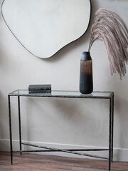Libra Interiors Bronze Patterdale Small Glass Top Console Table - Image 1 of 4