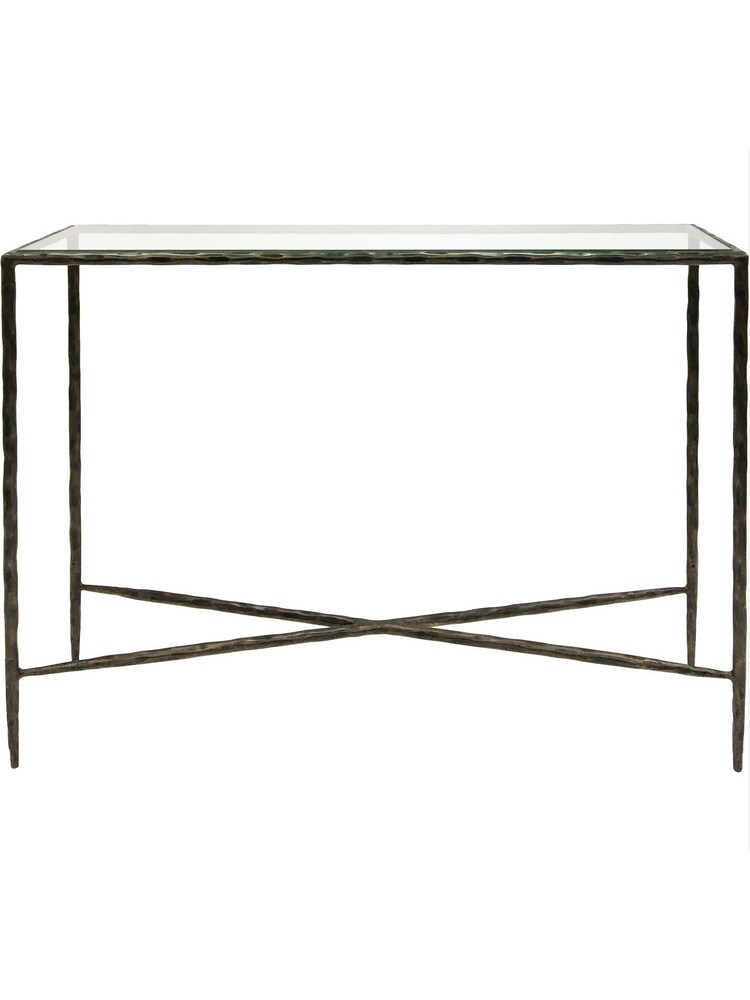 Libra Interiors Bronze Patterdale Small Glass Top Console Table - Image 2 of 4