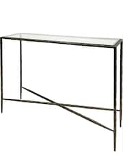Libra Interiors Bronze Patterdale Small Glass Top Console Table - Image 3 of 4