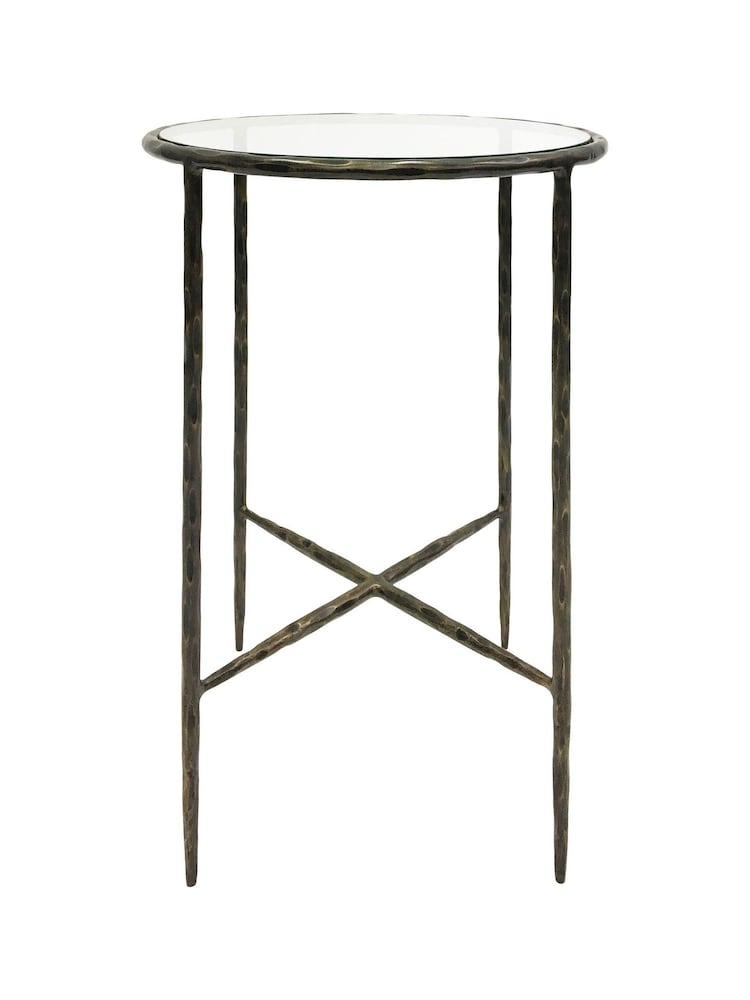 Libra Interiors Bronze Patterdale Glass Top Side Table - Image 2 of 4