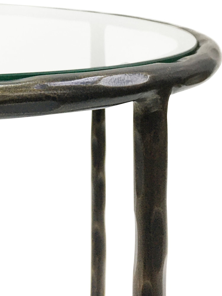 Libra Interiors Bronze Patterdale Glass Top Side Table - Image 4 of 4