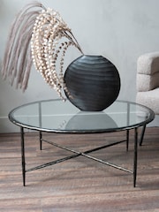 Libra Interiors Bronze Patterdale Round Glass Top Coffee Table - Image 1 of 4