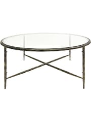 Libra Interiors Bronze Patterdale Round Glass Top Coffee Table - Image 2 of 4