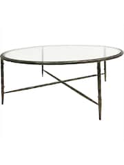 Libra Interiors Bronze Patterdale Round Glass Top Coffee Table - Image 3 of 4