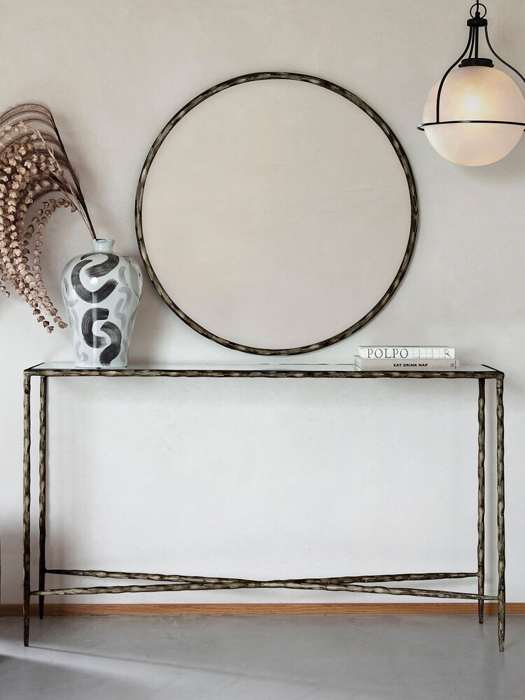 Libra Interiors Bronze Patterdale Large Glass Top Console Table - Image 1 of 4