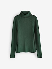 Green Sparkle Ribbed Roll Neck Jumper - Image 2 of 7