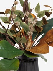 Brown Artificial Bronx Autumnal Leaves In Ribbed Vase - Image 2 of 4