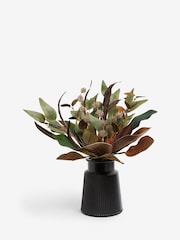 Brown Artificial Bronx Autumnal Leaves In Ribbed Vase - Image 4 of 4