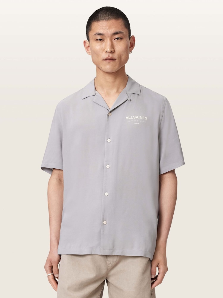 AllSaints Grey Underground Short Sleeve Shirt - Image 1 of 7