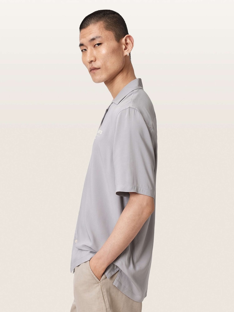 AllSaints Grey Underground Short Sleeve Shirt - Image 2 of 7