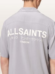 AllSaints Grey Underground Short Sleeve Shirt - Image 4 of 7