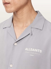 AllSaints Grey Underground Short Sleeve Shirt - Image 5 of 7