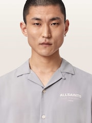 AllSaints Grey Underground Short Sleeve Shirt - Image 6 of 7